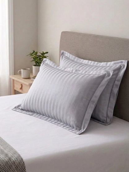 Striped Pillow Cover with Flange | Soft & Breathable (68 x 45 CM)