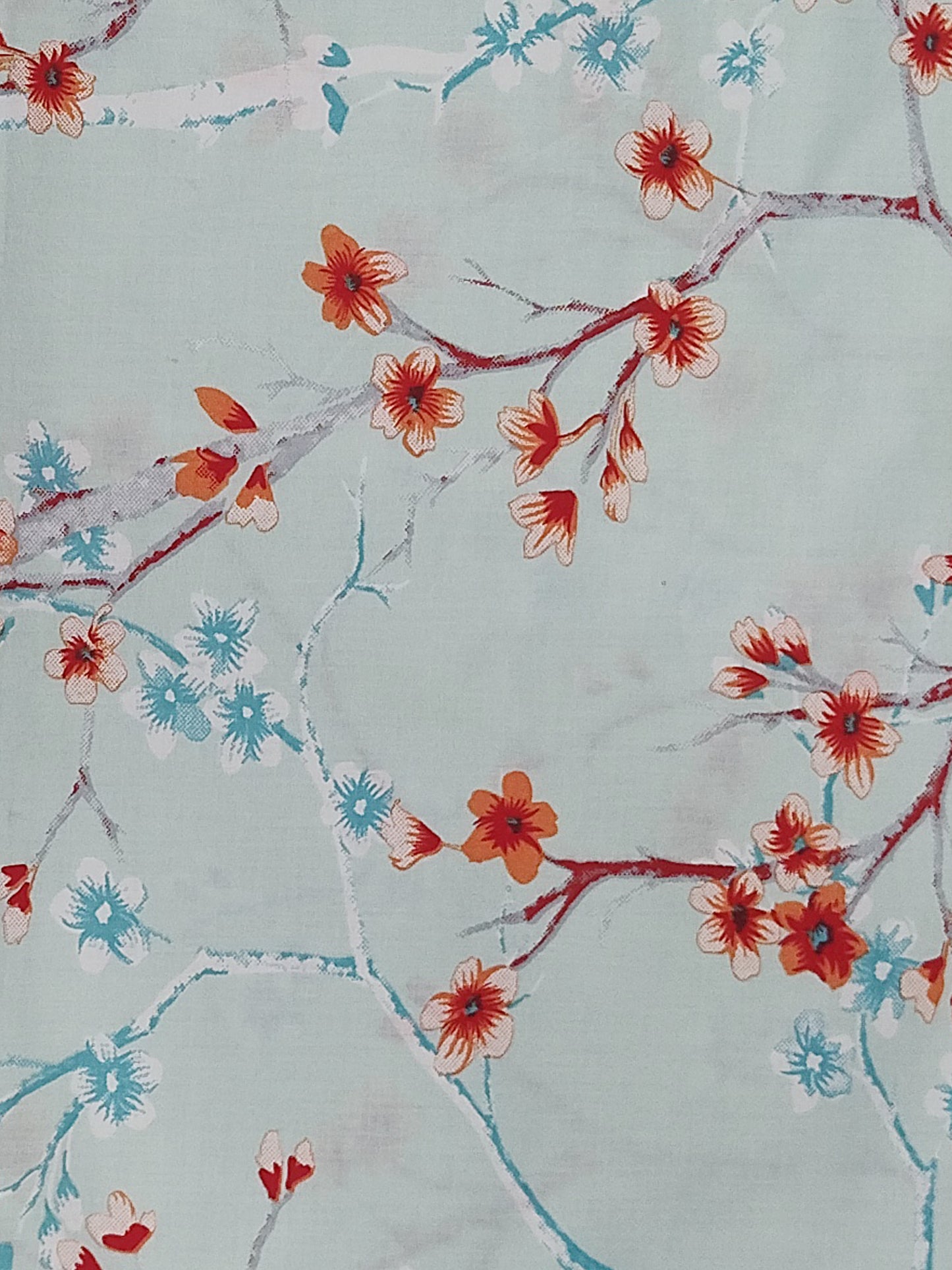 Sky Blue Floral Cotton Pillow Cover – Soft Botanical Premium Bedding