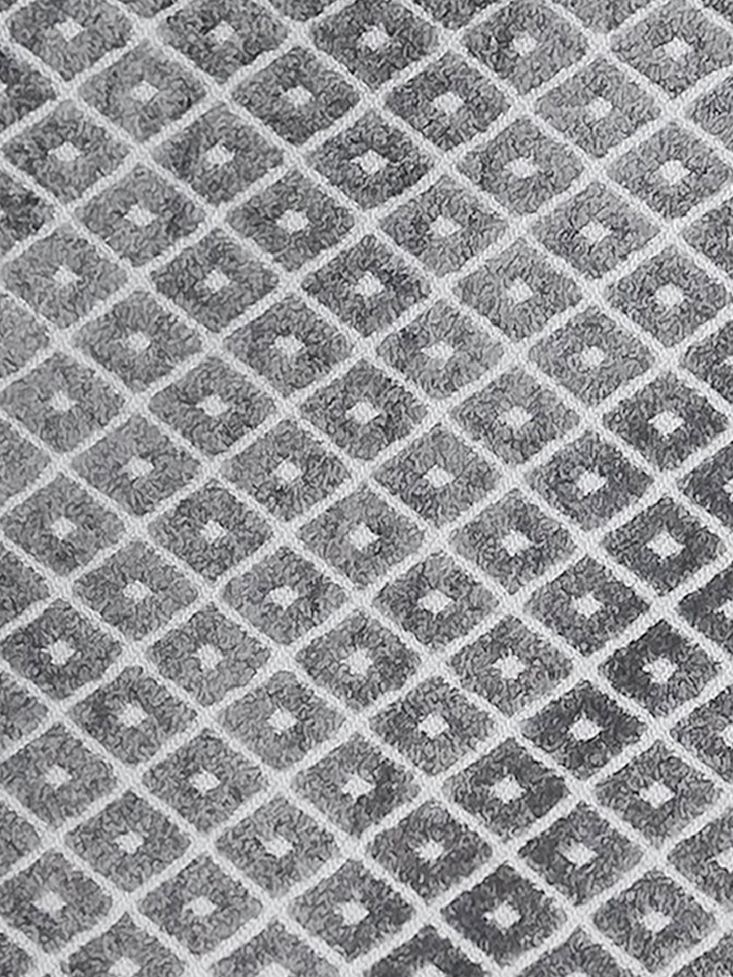 Grey Diamond Lattice Carpet – Modern Textured Geometric Rug for Living Room