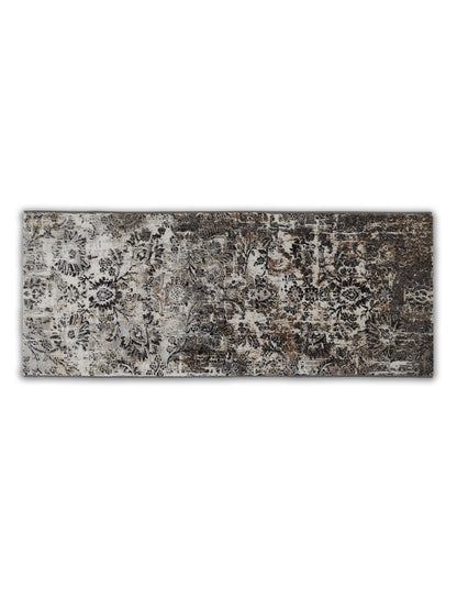 Grey Brown Distressed Floral Runner – Modern Textured Bedroom & Hallway Runner