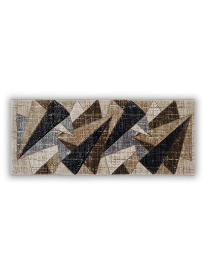 Taupe Charcoal Geometric Triangle Runner – Modern Abstract Plush Runner