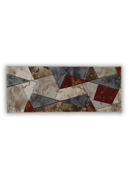 Multicolor Geometric Patchwork Runner – Modern Plush Textured Floor Runner