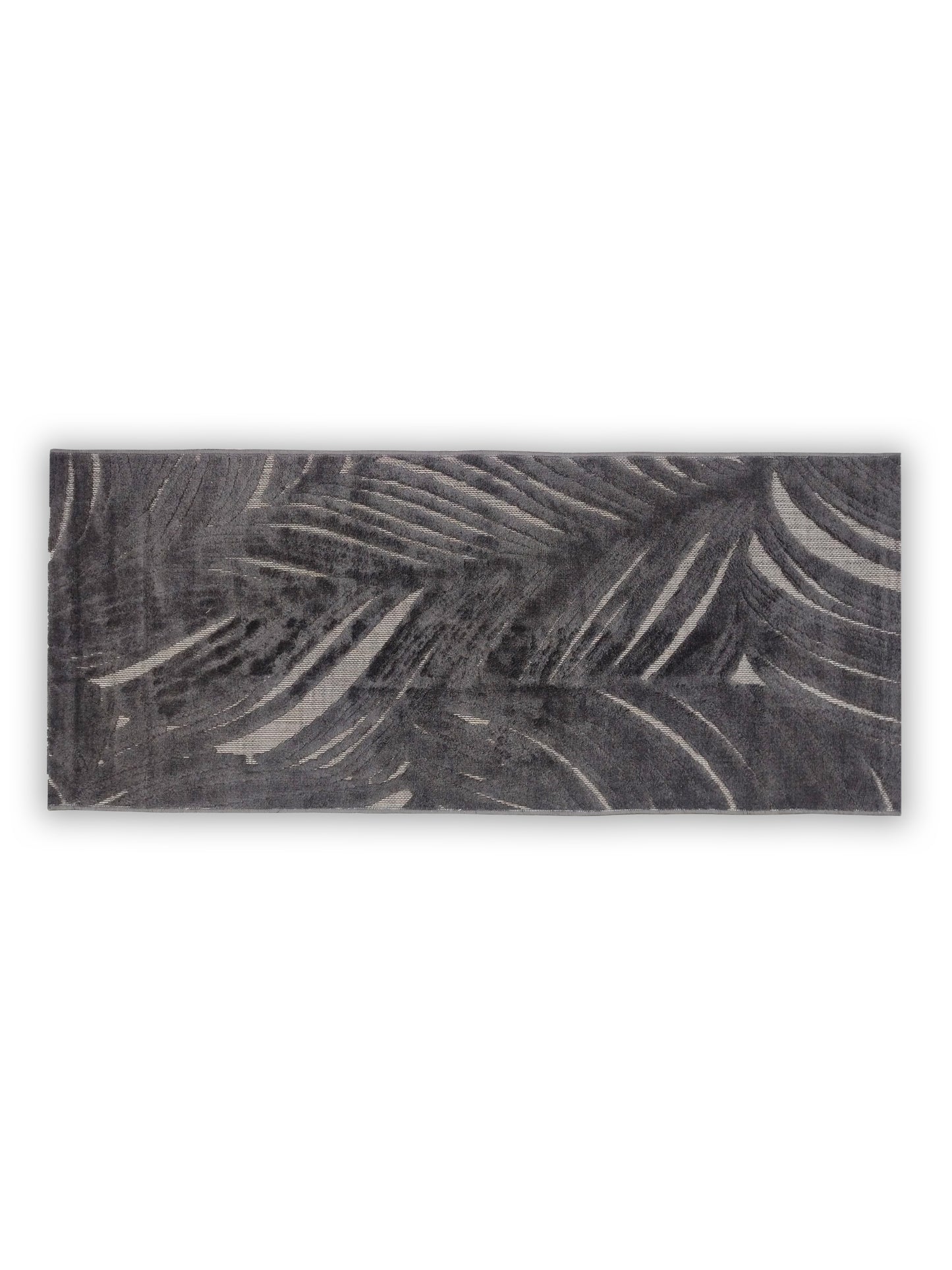Charcoal Grey Brushstroke Textured Runner – Modern Abstract Plush Runner