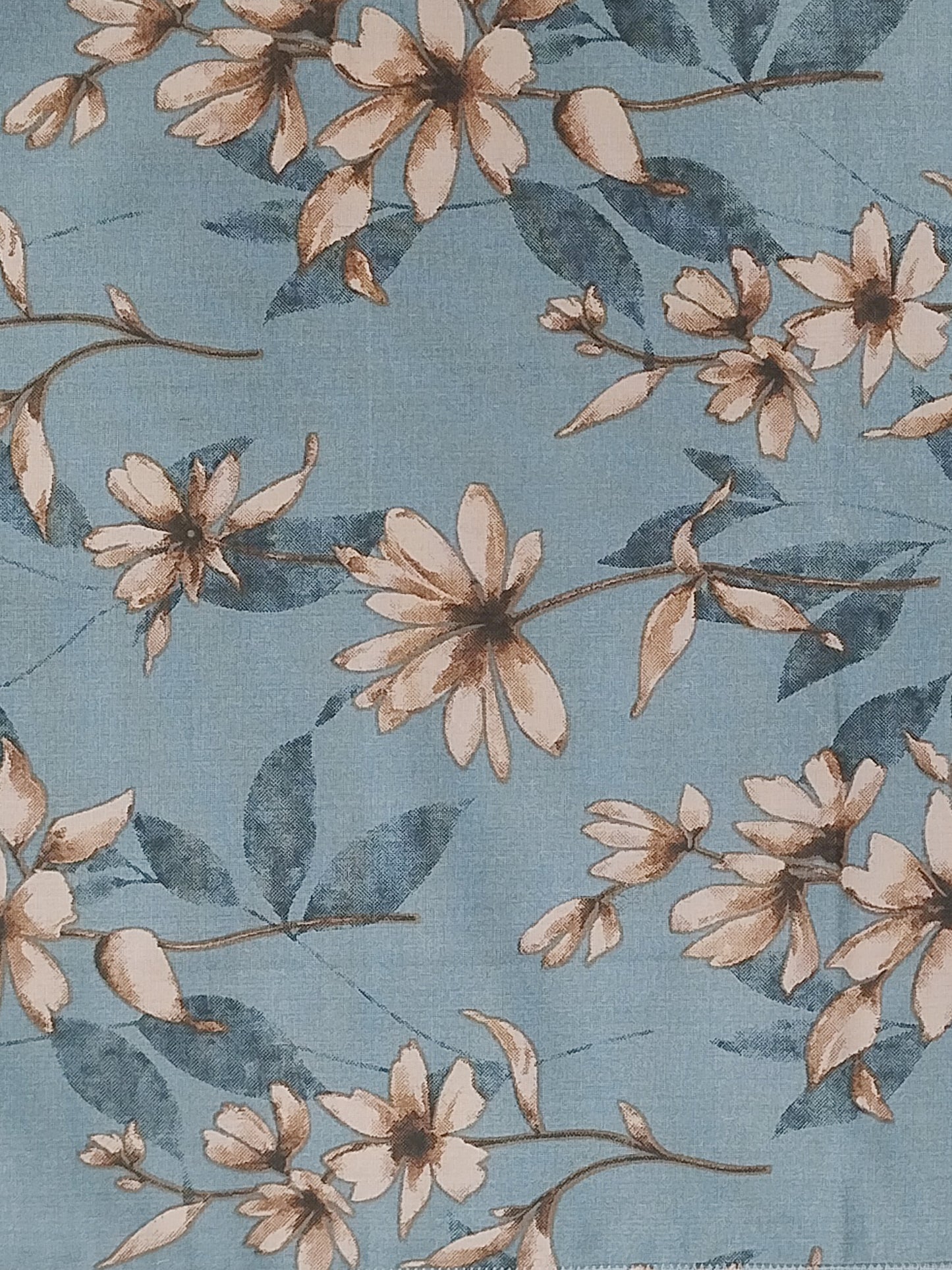 Sky Blue Floral Pillow Cover Set – Premium Cotton Botanical Print – Set of 2