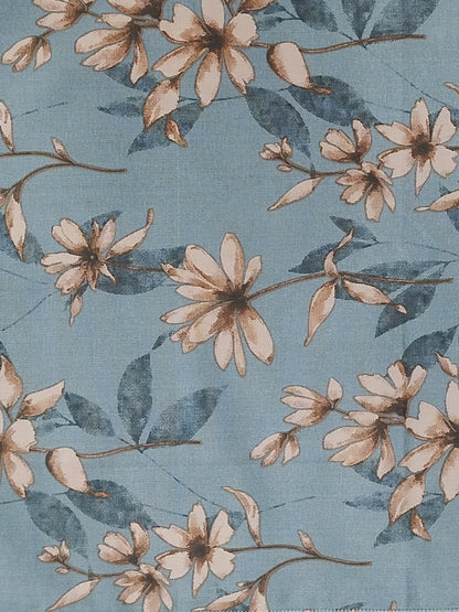 Sky Blue Floral Pillow Cover Set – Premium Cotton Botanical Print – Set of 2