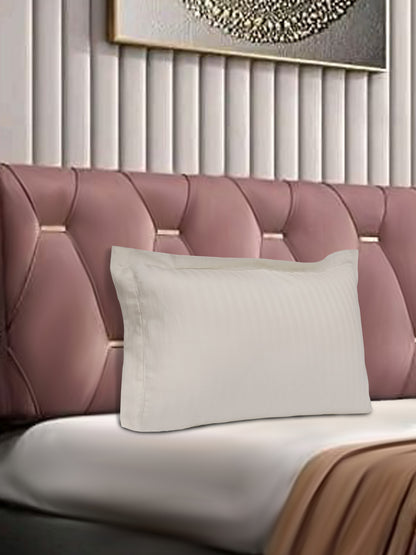 White Satin Striped Pillow Covers Set of 2 – Luxury Soft Hotel Bedding