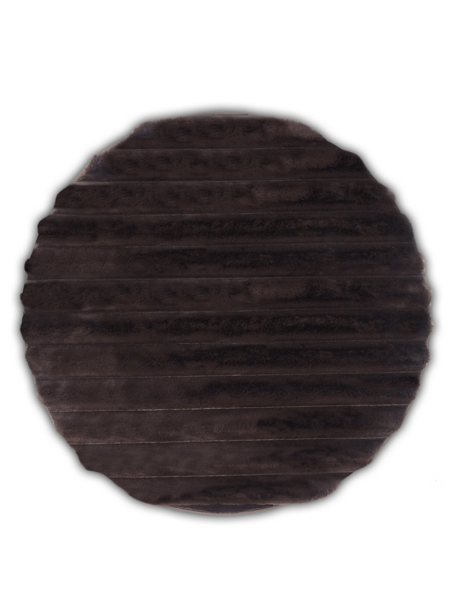 Dark Brown Faux Fur Round Rug – Plush, Modern Cozy Floor Accent