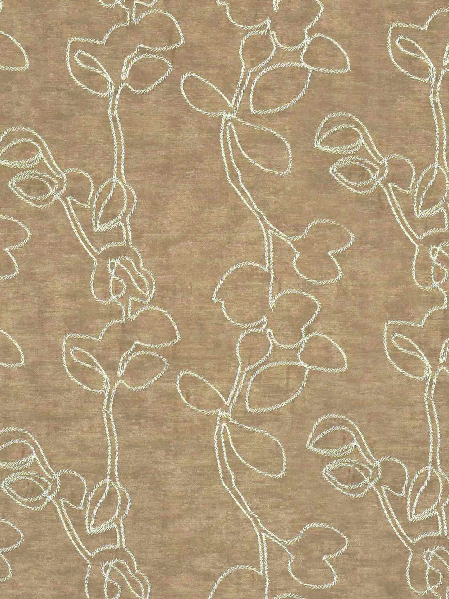 Brown Curtain Fabric with Abstract Vine Embroidery – 4ft & 10ft Widths