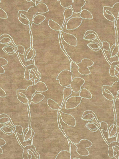 Brown Curtain Fabric with Abstract Vine Embroidery – 4ft & 10ft Widths
