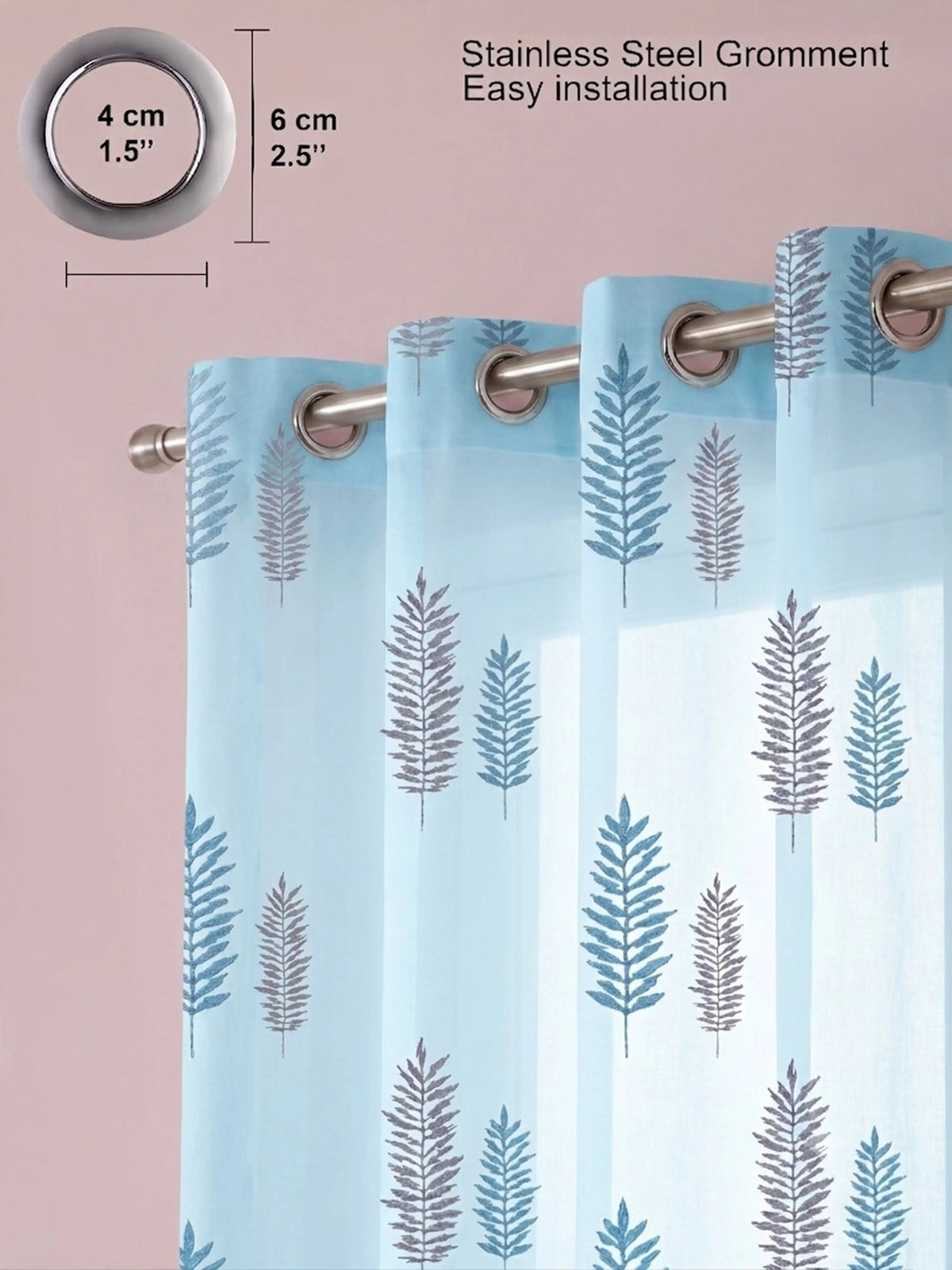 Evabella Embroidered Leaf Sheer Curtains | Light Filtering Window Decor