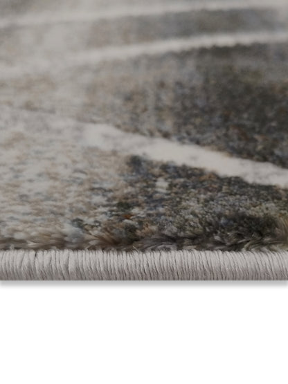 Grey Abstract Linear Textured Runner – Modern Geometric Plush Runner