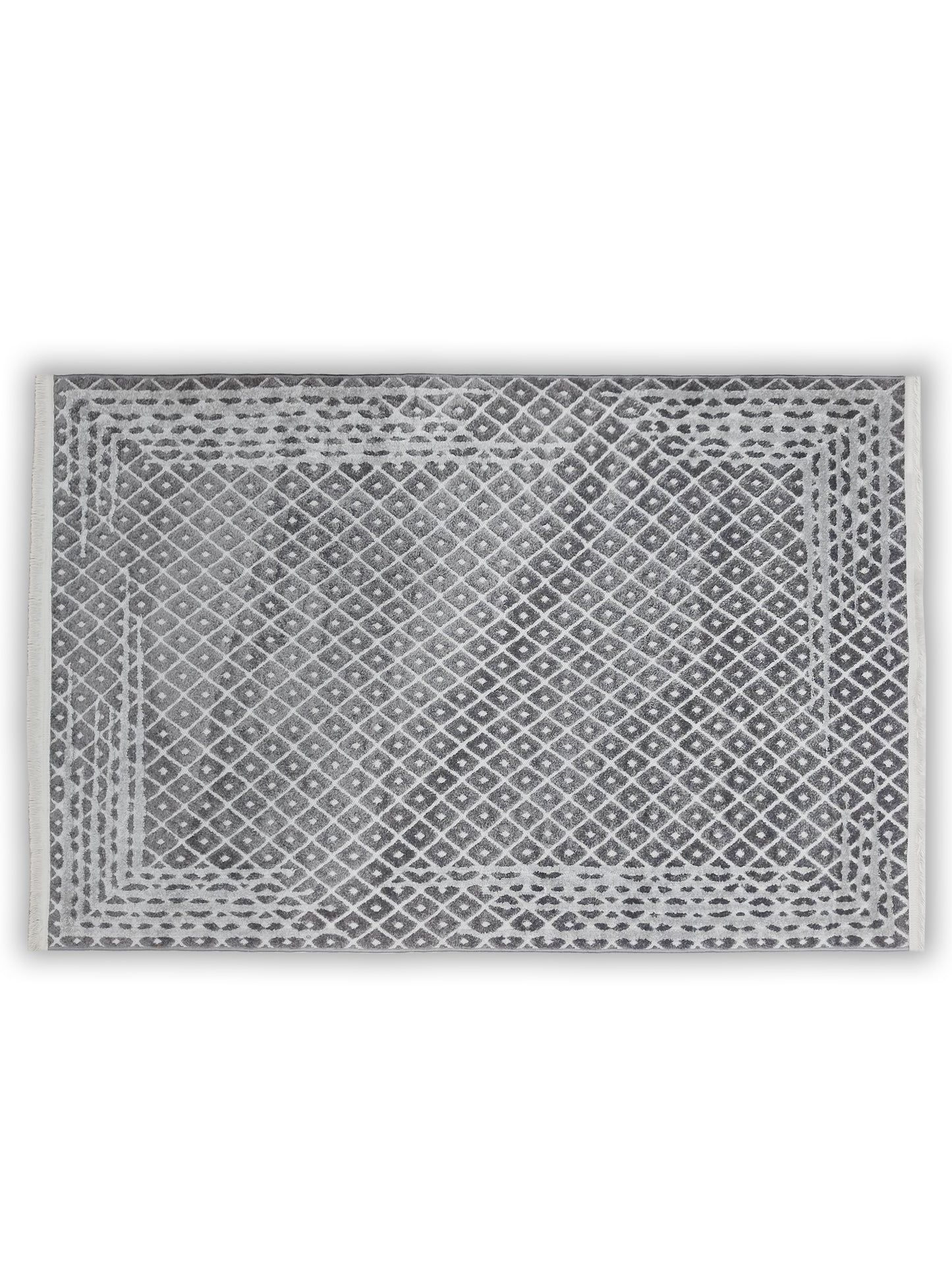 Grey Diamond Lattice Carpet – Modern Textured Geometric Rug for Living Room