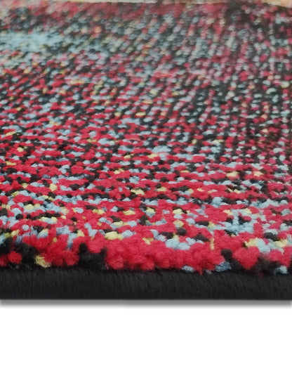 Red Multicolor Abstract Runner – Modern Soft Textured Floor Runner
