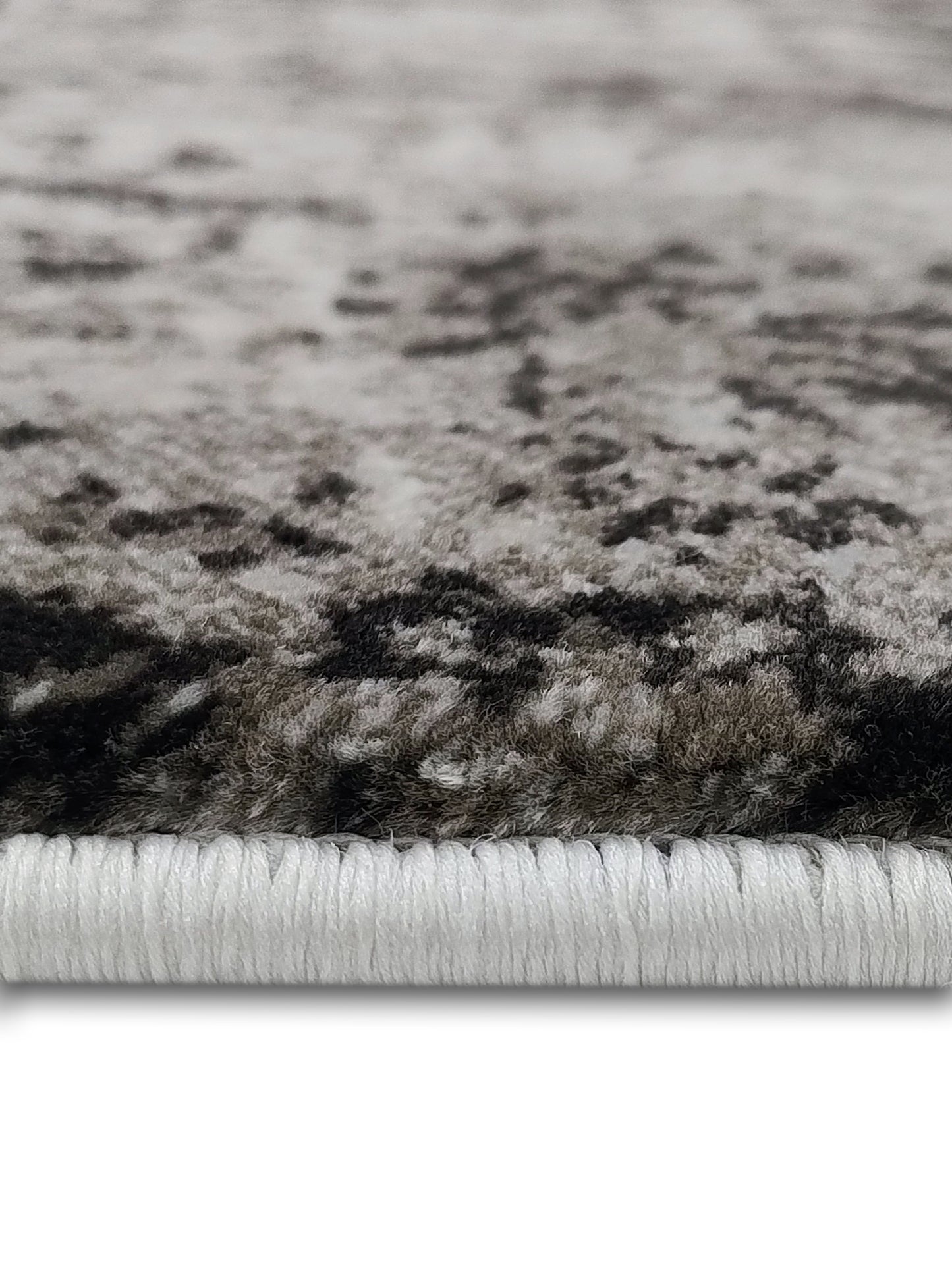 Black Grey Abstract Distressed Runner – Modern Plush Floor Runner