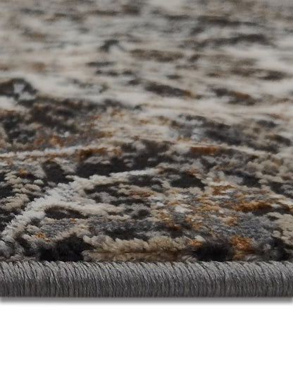 Grey Brown Distressed Floral Runner – Modern Textured Bedroom & Hallway Runner