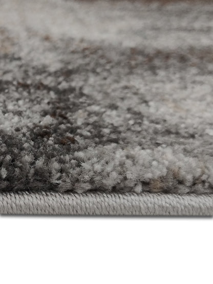 Grey Brown Abstract Textured Runner – Modern Distressed Plush Runner