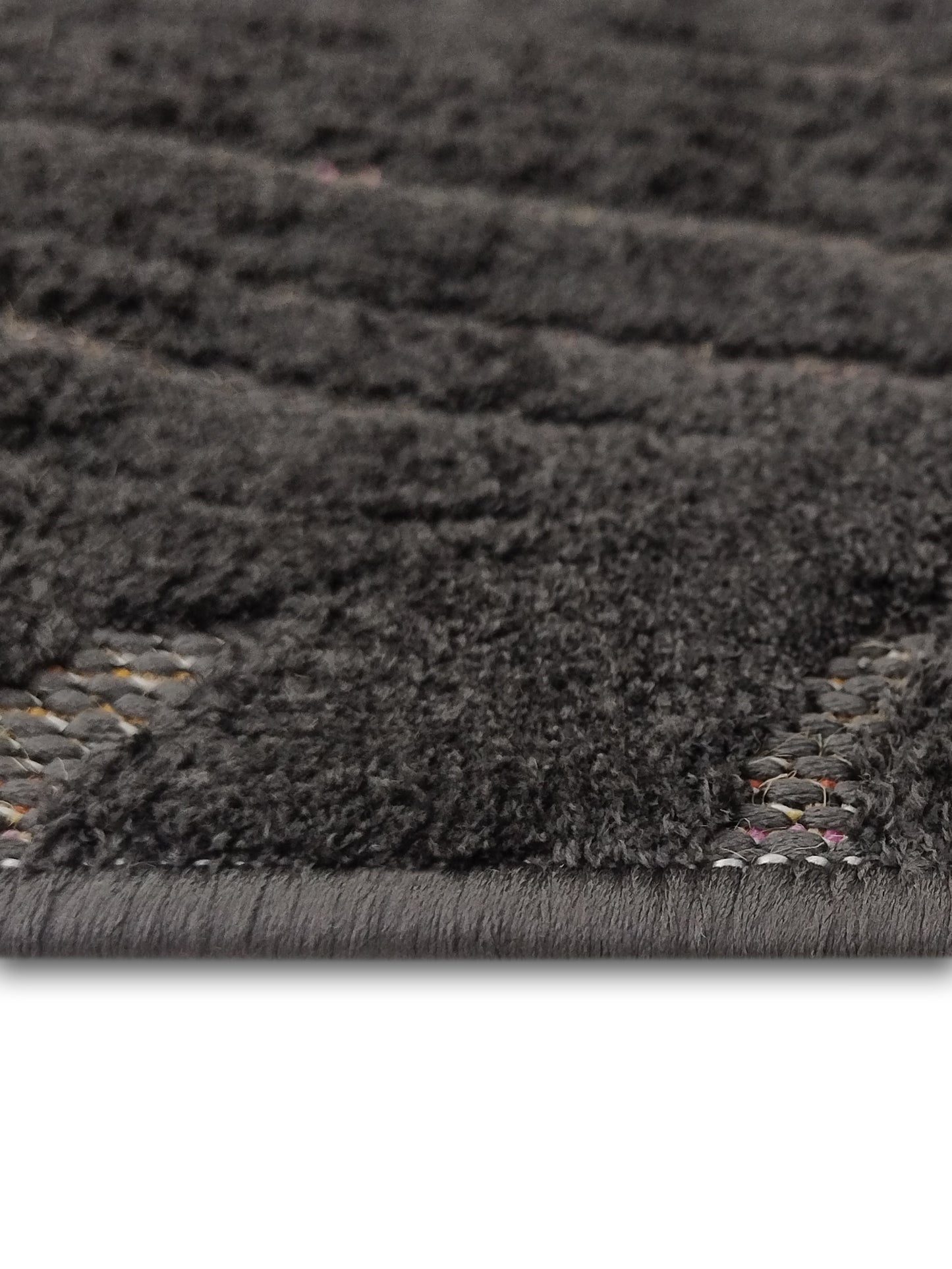 Charcoal Grey Brushstroke Textured Runner – Modern Abstract Plush Runner