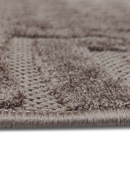 Charcoal Grey Geometric Maze Textured Runner – Modern Plush Bedside & Hallway Carpet