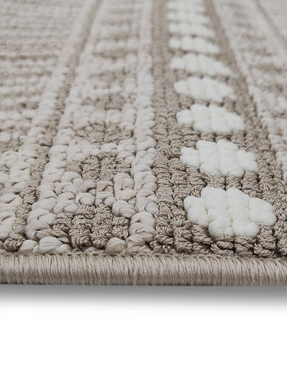 Ivory Taupe Boho Stripe Cotton Runner – Minimalist Handwoven Floor Runner