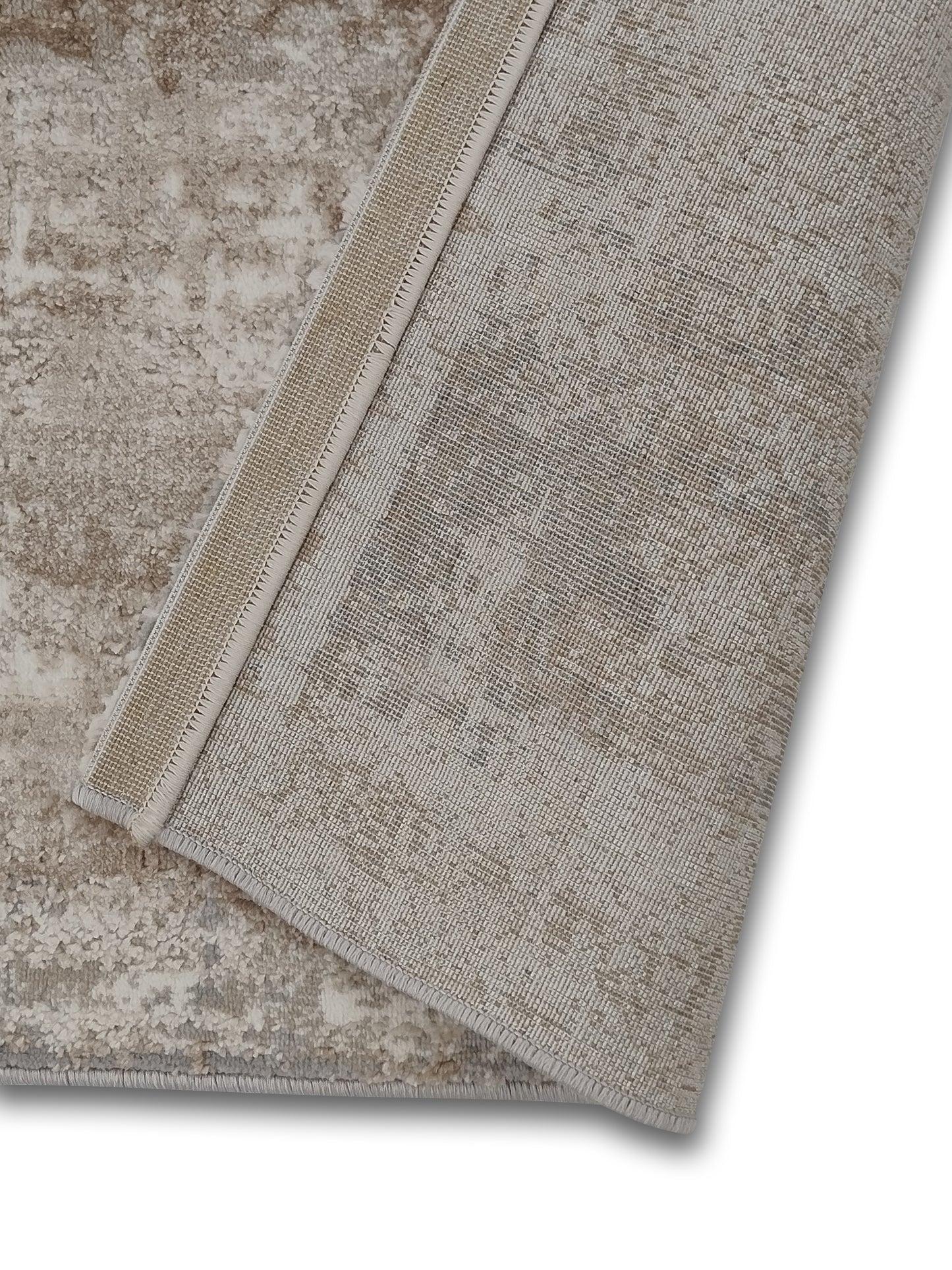 Grey Beige Abstract Textured Runner – Modern Plush Carpet Runner