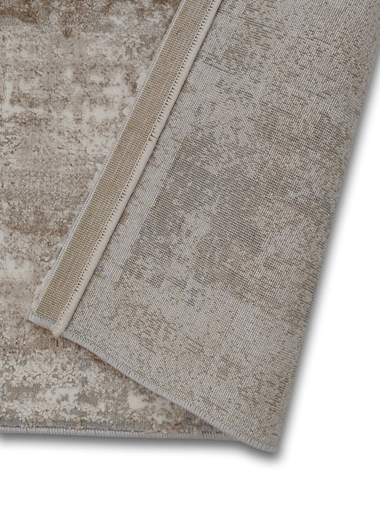 Grey Beige Abstract Textured Runner – Modern Plush Carpet Runner