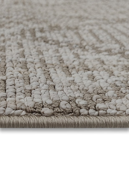 Beige Diamond Pattern Cotton Runner – Modern Handloom Floor Runner