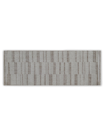 Ivory Beige Handloom Stripe-Textured Runner – Modern Minimalist Bedroom & Hallway