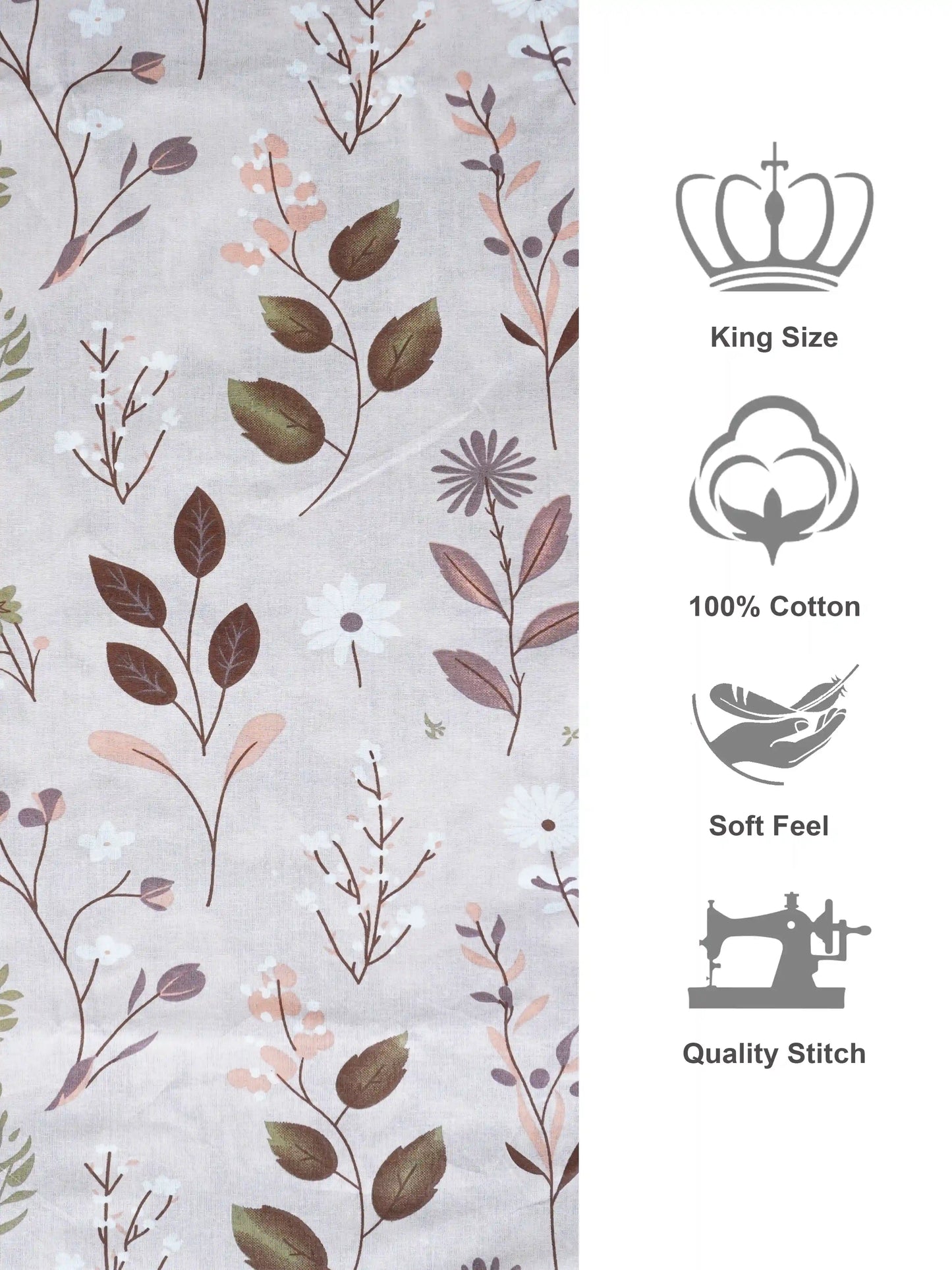 Soft Feel Faint Pink Floral Cotton King Bedsheet Set
