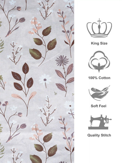 Soft Feel Faint Pink Floral Cotton King Bedsheet Set