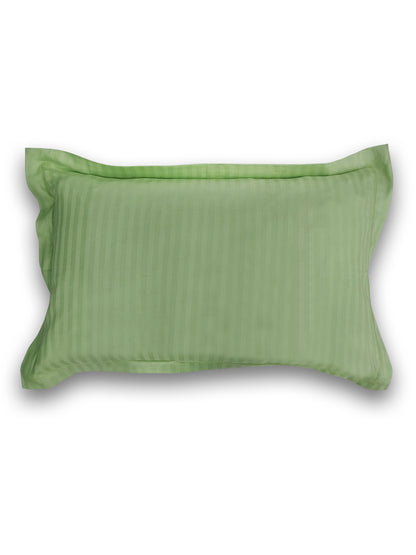 Green Satin Striped Pillow Covers Set of 2 – Luxury Soft Hotel Bedding