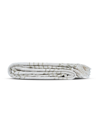Atoz Home Decor Traditional Sanganeri Block Printed Cotton-Jute Throw with Fringe (130 x 170 cm)
