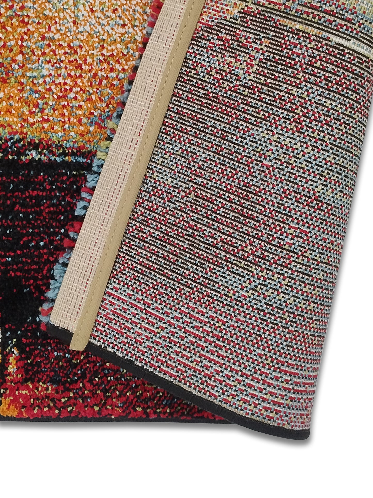 Red Multicolor Abstract Runner – Modern Soft Textured Floor Runner