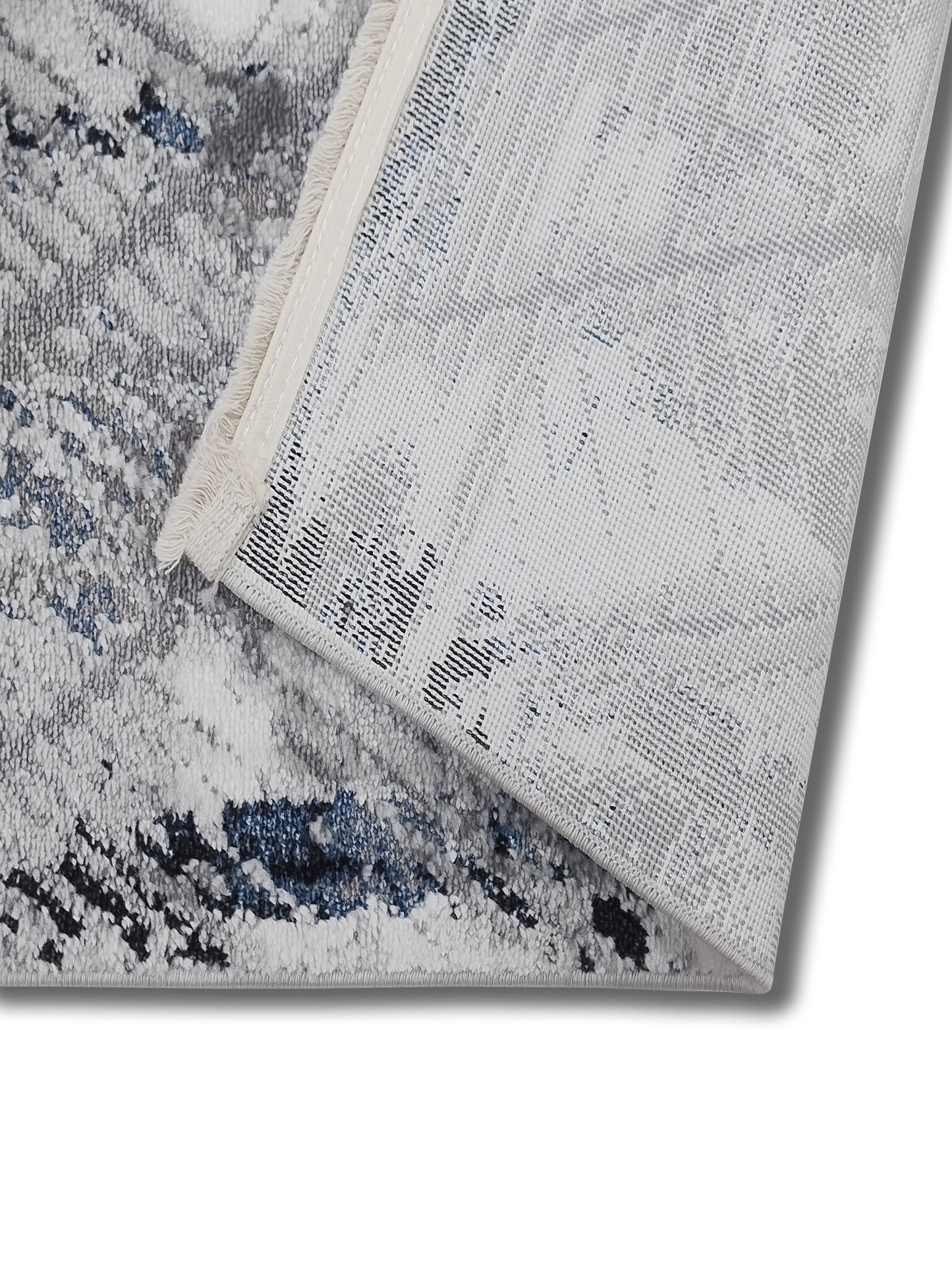 Modern Blue Grey Abstract Carpet – Linear Pattern Designer Rug for Living Room