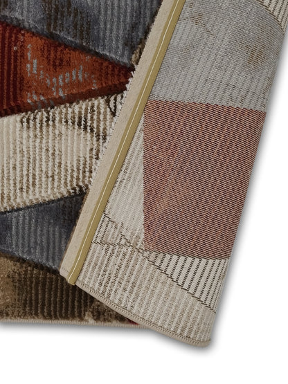 Multicolor Geometric Patchwork Runner – Modern Plush Textured Floor Runner