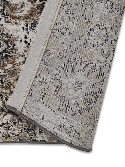 Grey Brown Distressed Floral Runner – Modern Textured Bedroom & Hallway Runner