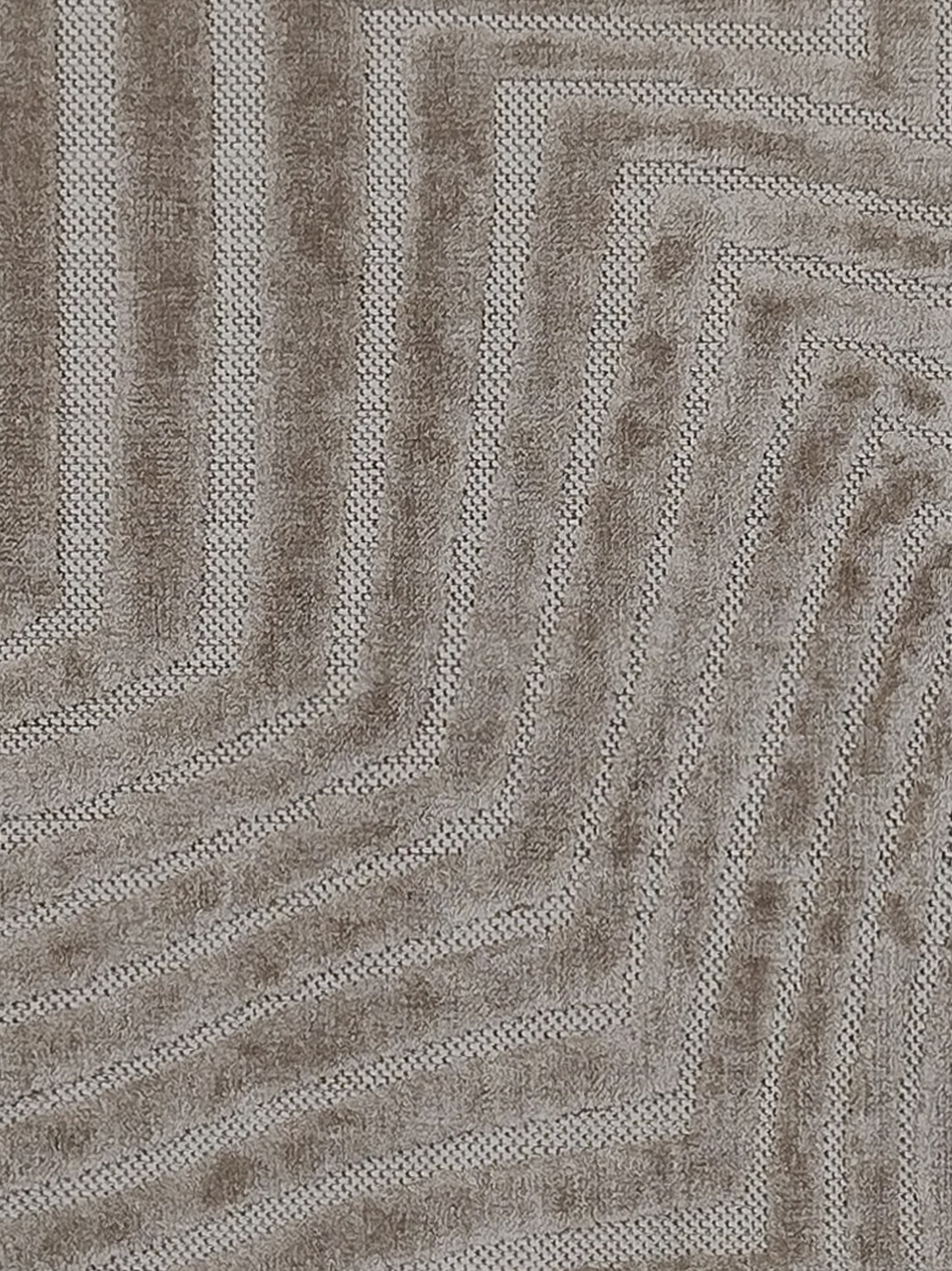 Taupe Maze Geometric Textured Runner – Modern Minimalist Bedside & Hallway Carpet