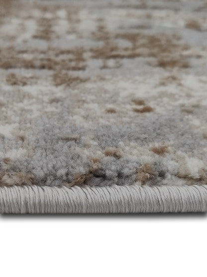 Grey Beige Abstract Textured Runner – Modern Plush Carpet Runner