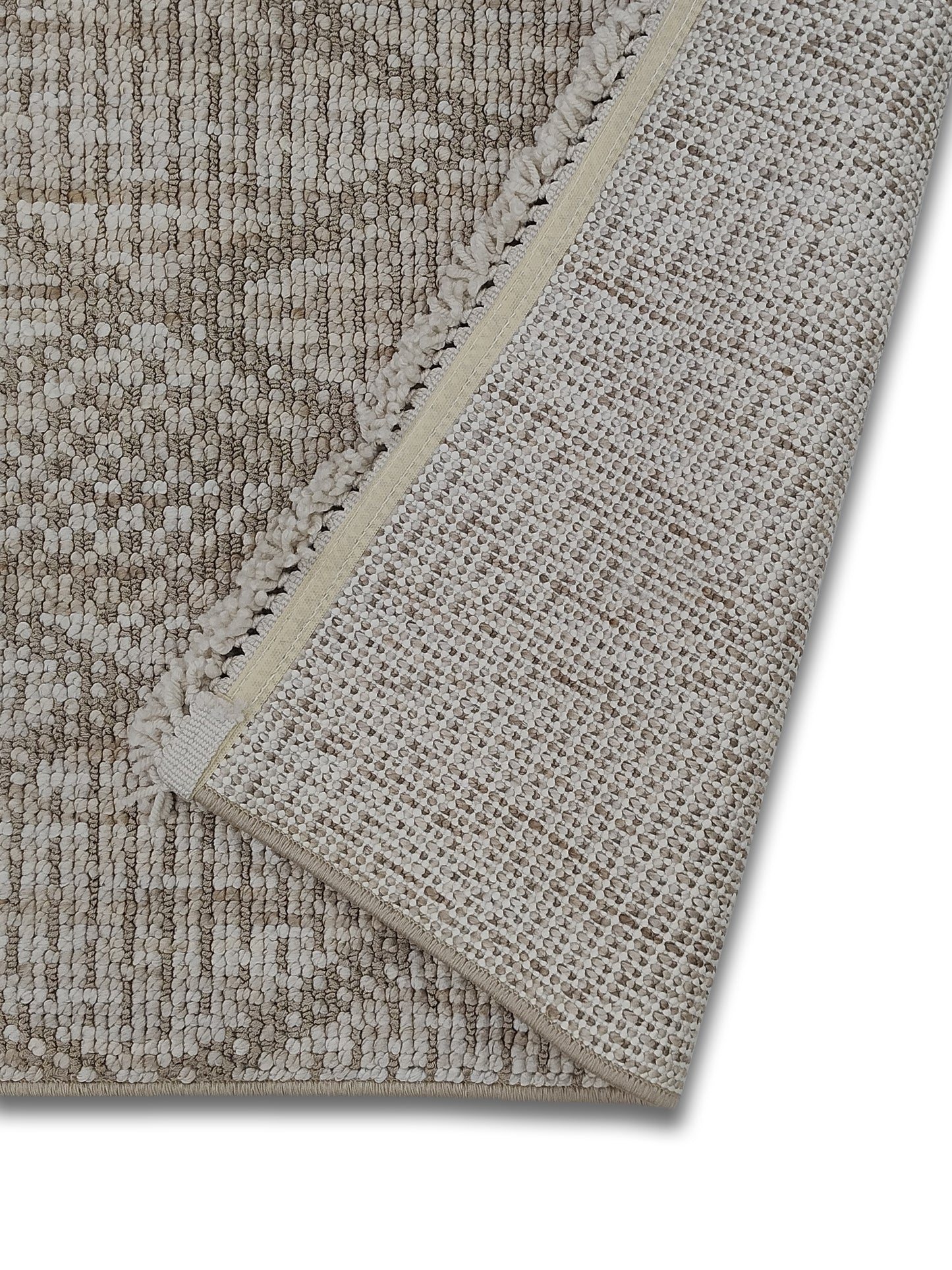 Beige Diamond Pattern Cotton Runner – Modern Handloom Floor Runner