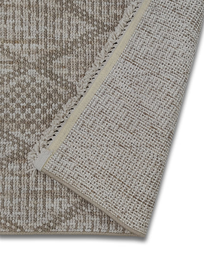 Beige Diamond Pattern Cotton Runner – Modern Handloom Floor Runner