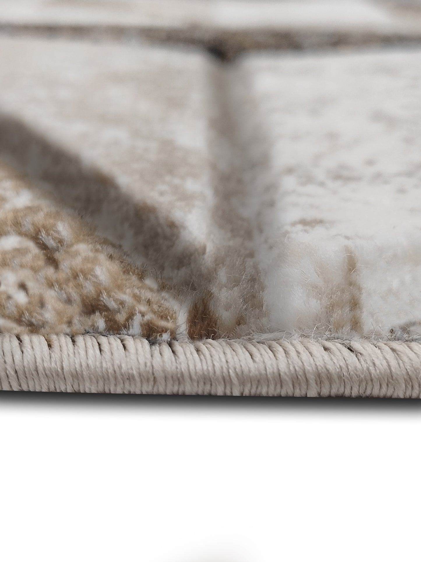 Beige, Grey & Black Geometric Carpet – Modern Abstract Polygon Pattern