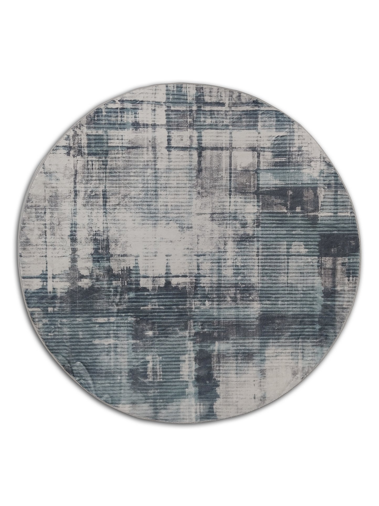 Blue Abstract Round Rug – Modern Area Carpet for Living Room & Bedroom