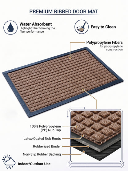 AtoZ Home Decor Square Pattern Rubber Doormat (Available in Multiple Sizes & Colors)