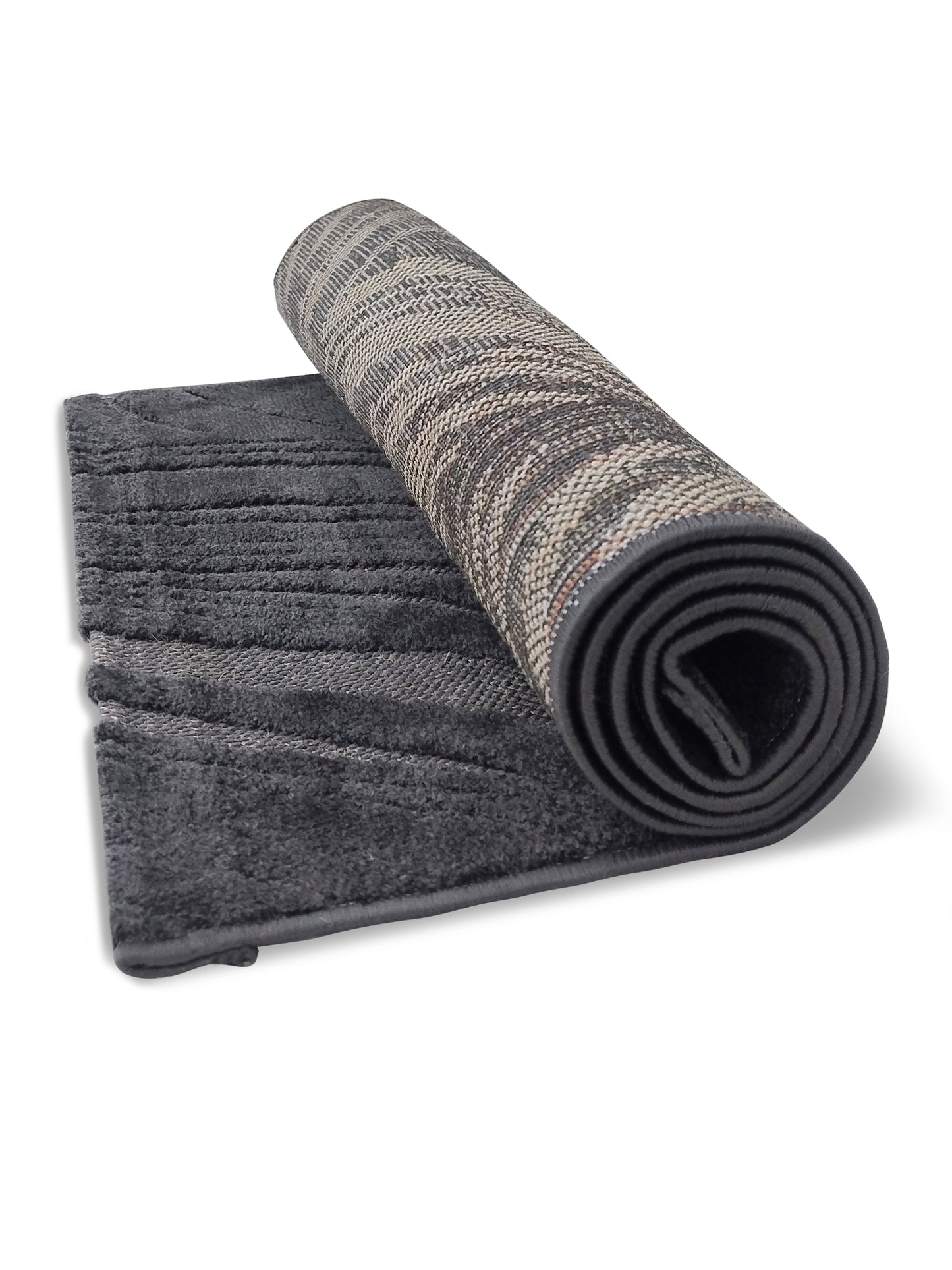Charcoal Grey Brushstroke Textured Runner – Modern Abstract Plush Runner