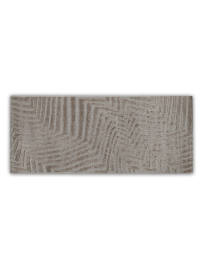 Taupe Maze Geometric Textured Runner – Modern Minimalist Bedside & Hallway Carpet