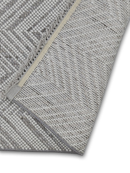 Grey White Herringbone Cotton Runner – Modern Handwoven Floor Runner