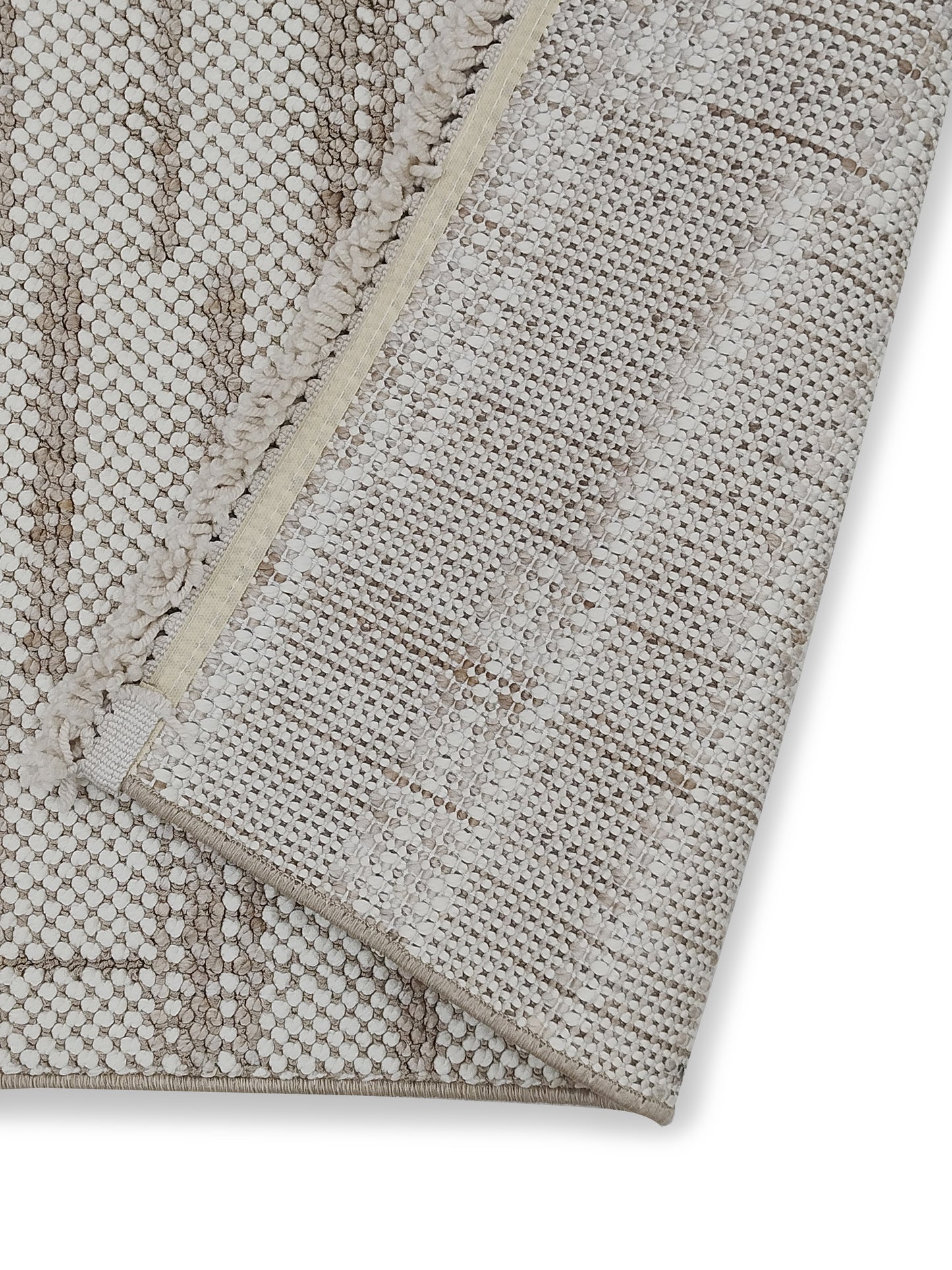 Ivory Beige Handloom Stripe-Textured Runner – Modern Minimalist Bedroom & Hallway