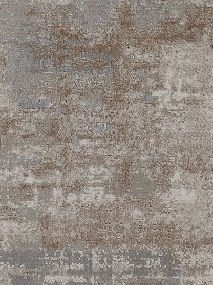 Grey Beige Abstract Textured Runner – Modern Plush Carpet Runner