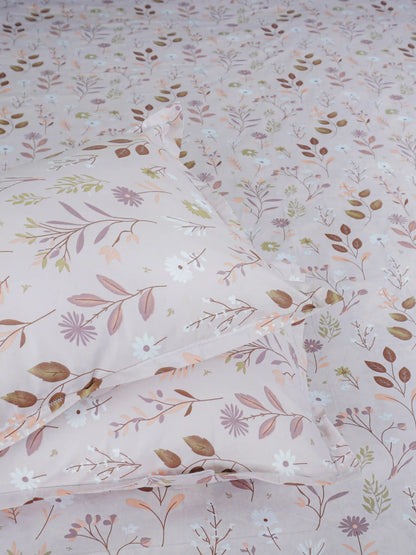 Soft Feel Faint Pink Floral Cotton King Bedsheet Set