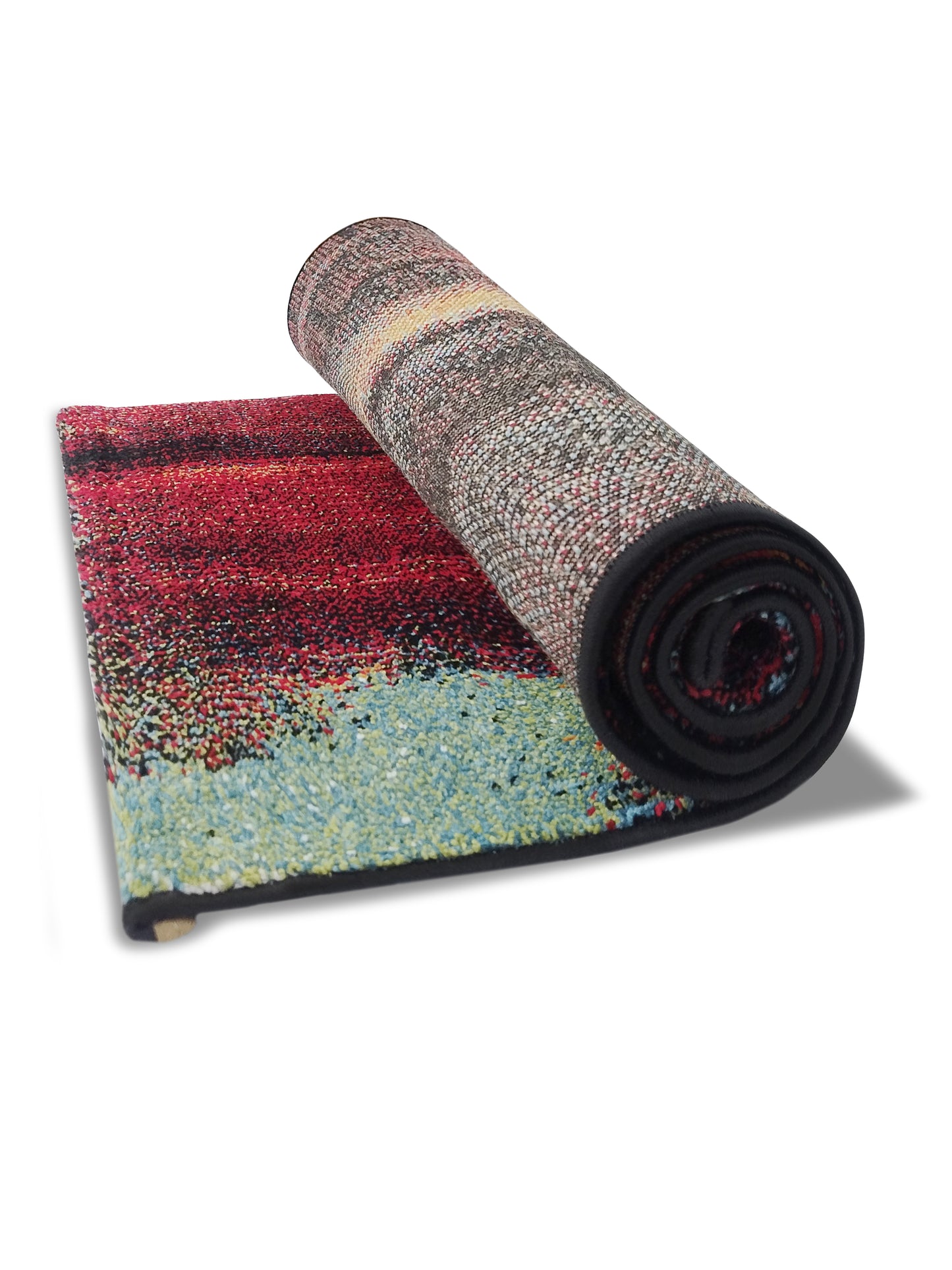 Red Multicolor Abstract Runner – Modern Soft Textured Floor Runner