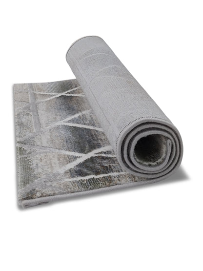 Grey Abstract Linear Textured Runner – Modern Geometric Plush Runner